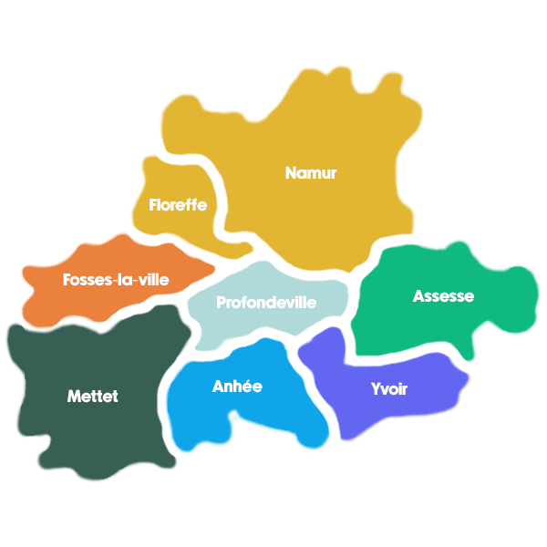 Carte des communes couvertes autour de Profondeville